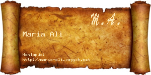Maria Ali névjegykártya